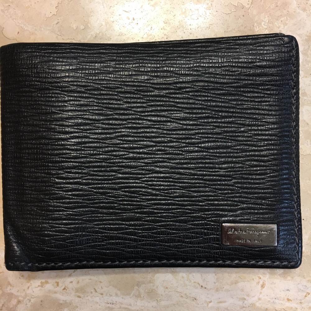 Salvatore Ferragamo Black Bi Fold Wallet